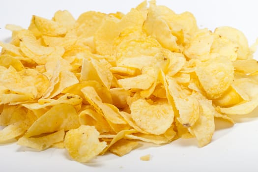 potato chips isolated on white background 