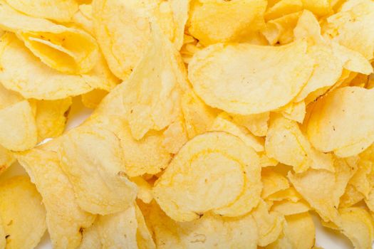 potato chips isolated on white background 