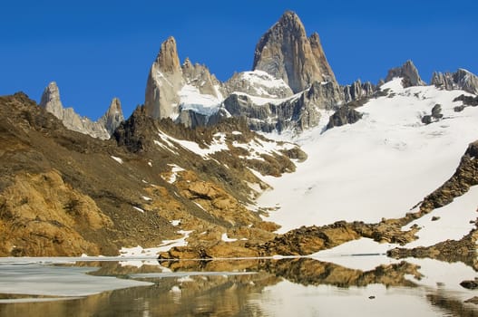 snow on top of Fitz Roy, Patagonia Argentina