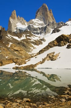 snow on top of Fitz Roy, Patagonia Argentina