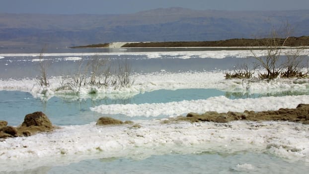 salt deposits in the Dead Sea