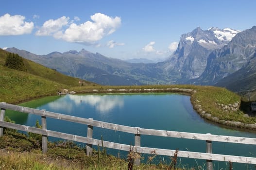 artificial lake in the Swiss Alps