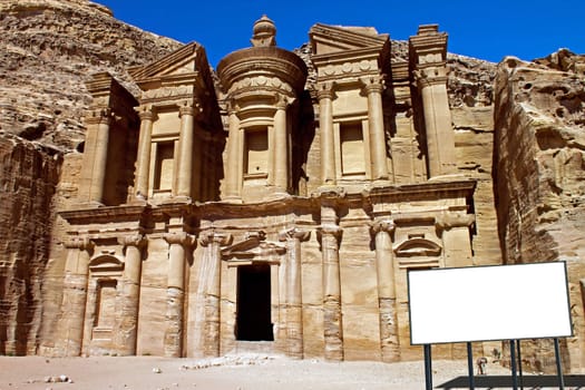 billboard in the desert of southern Jordan