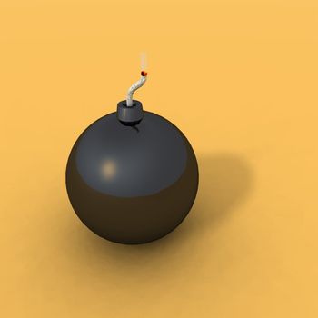 a black bomb on an orange background