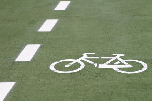 Bike route with painted bicycle symbol