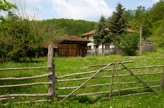Village spring scene, view from the countryside of Bulgaria.