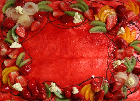 Piece of a pie with fruit