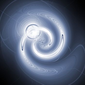A blue, spiraling twirl background with lighting effects.