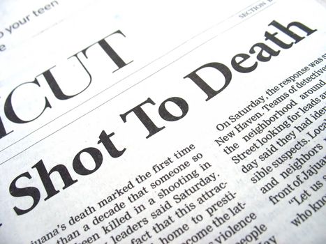 newspaper headline: shot to death