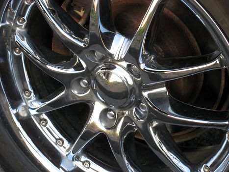 closeup of a chrome rim 