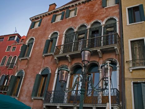 The city of venice in italy. Typical venetian building