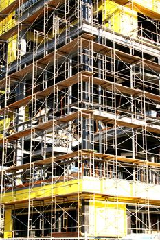 Close up of a building under construction. 