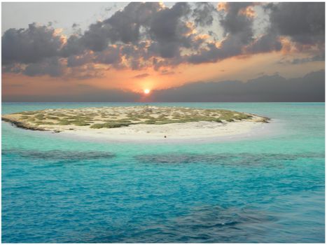 Dream island in the Red Sea. Cloudscape over an island