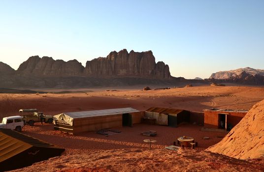 Tourist parking in desert Wadi Paradise , Jordan