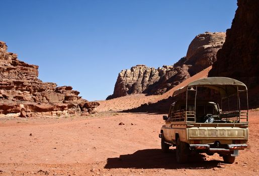 Safari in desert Wadi Rum. Jordan