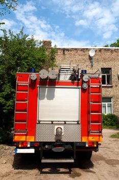 view from the rear of a small fire truck