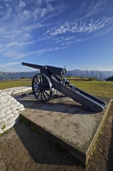 Long Tom gun from the Boer War on display at the top of a a pass in Mpumalanga, South Africa