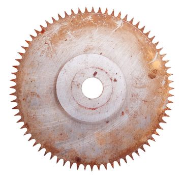 Old rusty circular Saw, isolated on white