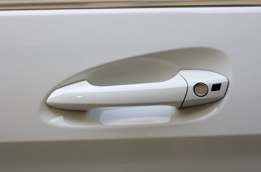 Handle on exterior white car