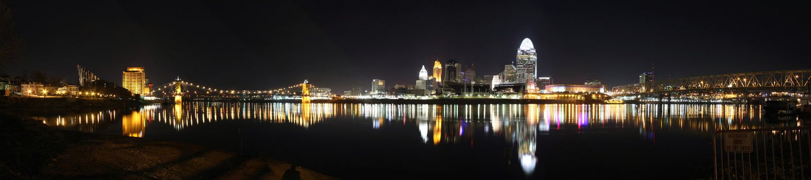 4am January 16 2012, Cincinnati Ohio skyline, panorama as seen from the Newport Kentucky riverbank