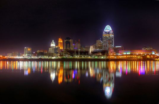 4am, Cincinnati Ohio Skyline, January 16, 2012 as seen from Newport Kentucky riverbank