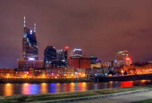 10pm Nashville Tennessee editorial skyline January 17th 2012