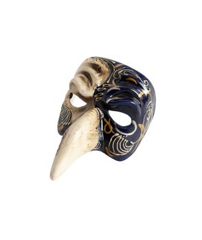 Souvenir from Venice. Classical venetian Doctor Mask with long nose. Isolated on white with clipping path