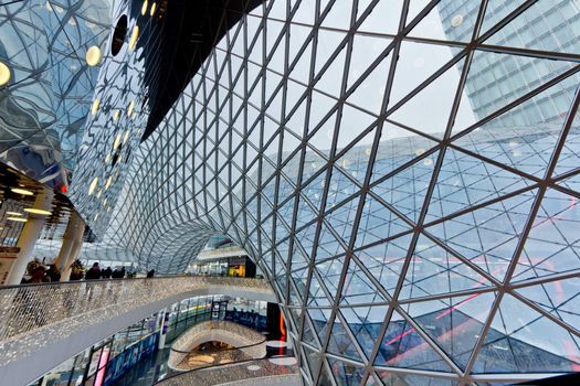 The interior of MyZeil Shopping Mall in Frankfurt Germany