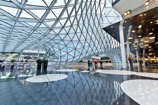 The interior of MyZeil Shopping Mall in Frankfurt Germany