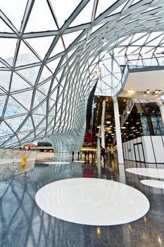 The interior of MyZeil Shopping Mall in Frankfurt Germany