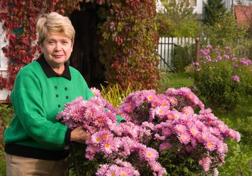 Woman with flowers