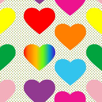 valentine's day pattern with colored hearts and pop art background