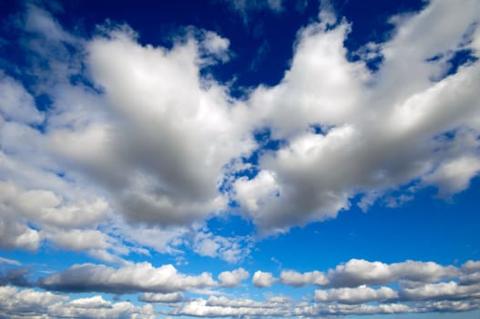 Cumulus cloudscape and a blue sky