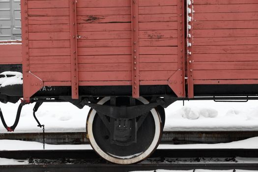 fragment of an old railway car at the station