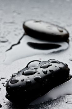 wet black stones