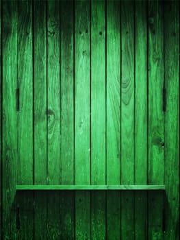 Texture of Green Wood panel and shelf for background vertical