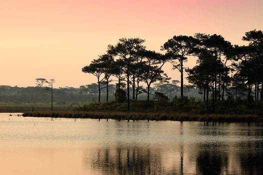 Sunrise in the early autumn morning in the village