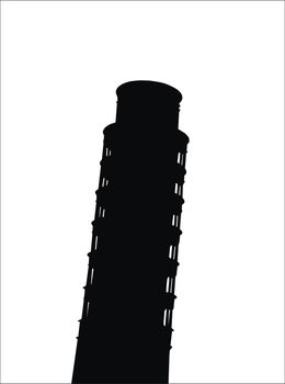 very big size pisa tower black silhouette illustration