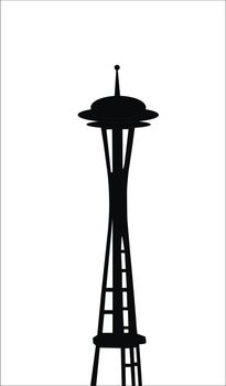 very big size seattle tower black silhouette illustration