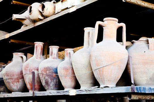 2200 years old amphoras for whine, Pompei site, Italy