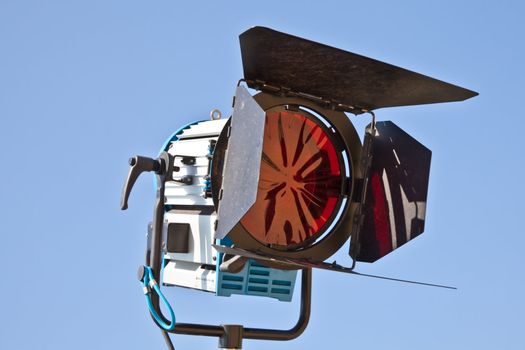 Reflector in an outdoor theater with blue sky background