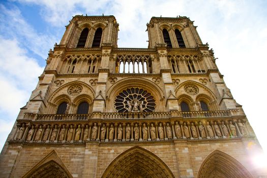 Detail of gothic Cathedral of Notre Dame in Paris