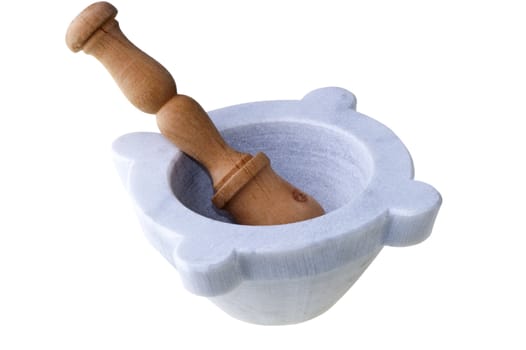 small marble mortar on white background 