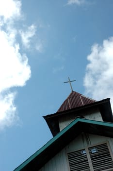 wooden church in a village