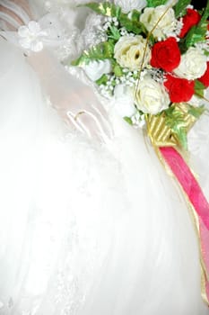 bridal bouquet of flowers held by bride