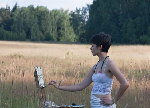 Painter-girl en plein air