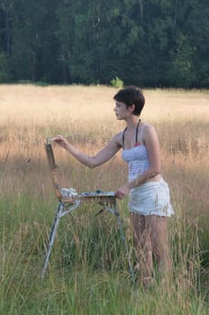 Painter-girl en plein air