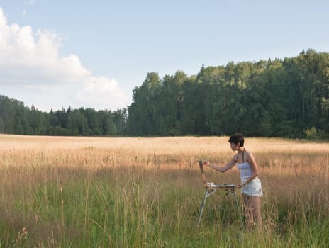 Painter-girl en plein air