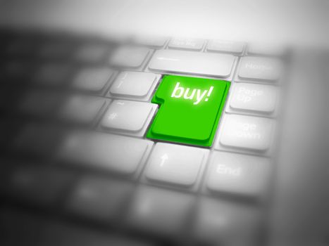 Green BUY! button. Internet shopping conceptual image