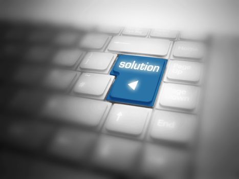 Solution button on keyboard. Conceptual image